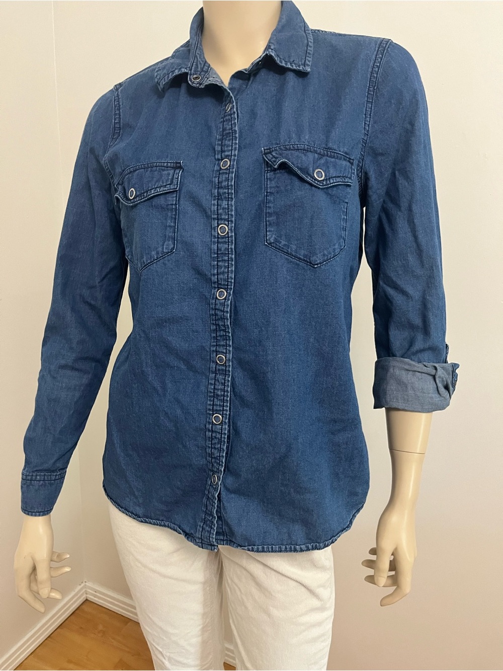 Smart Set Indigo Denim Button-Up Shirt